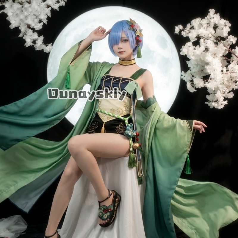 Japanese Lifestyle Anime - Re:ゼロから始める異世界生活 レム 花園のレム 中国風コスプレ衣装 フルセット コンベンション用