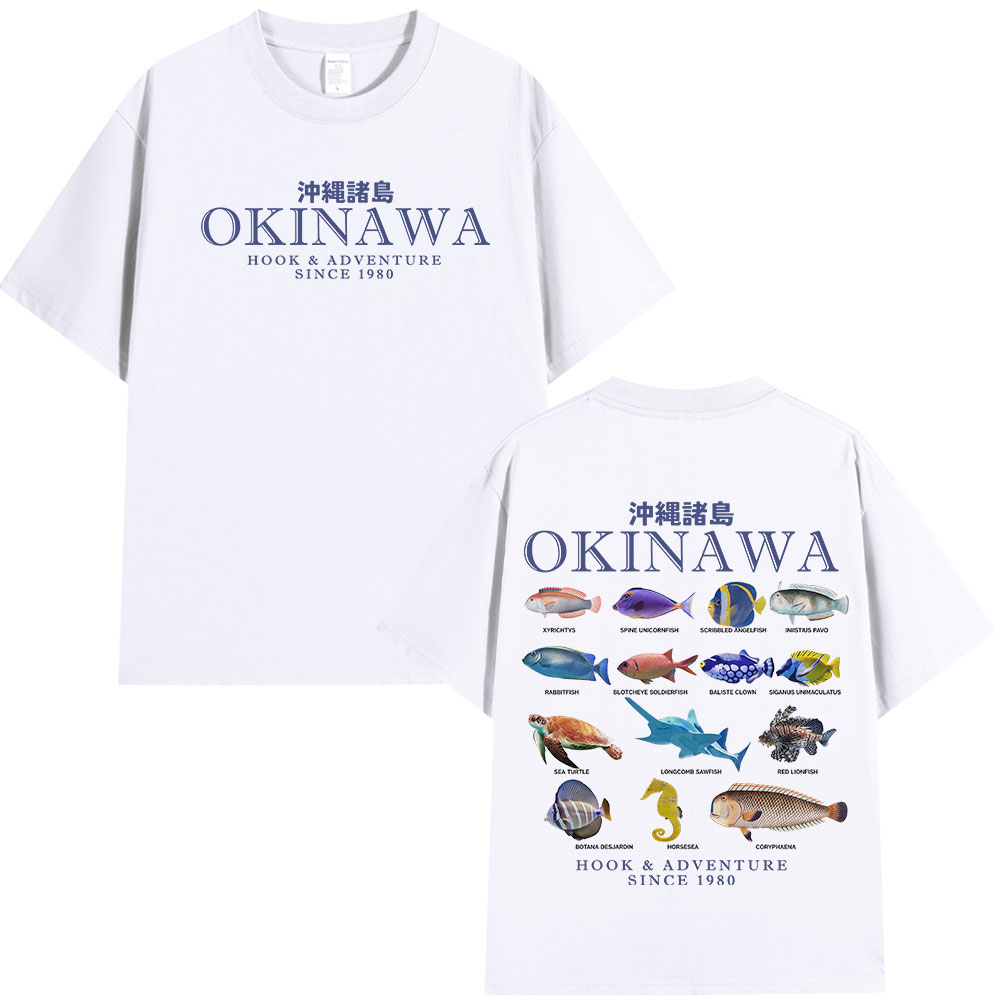 沖縄海の魚 Tシャツ海の生物和風綿カジュアル半袖 Tシャツ男 - Japanese Women Lifestyle のレビューと価格