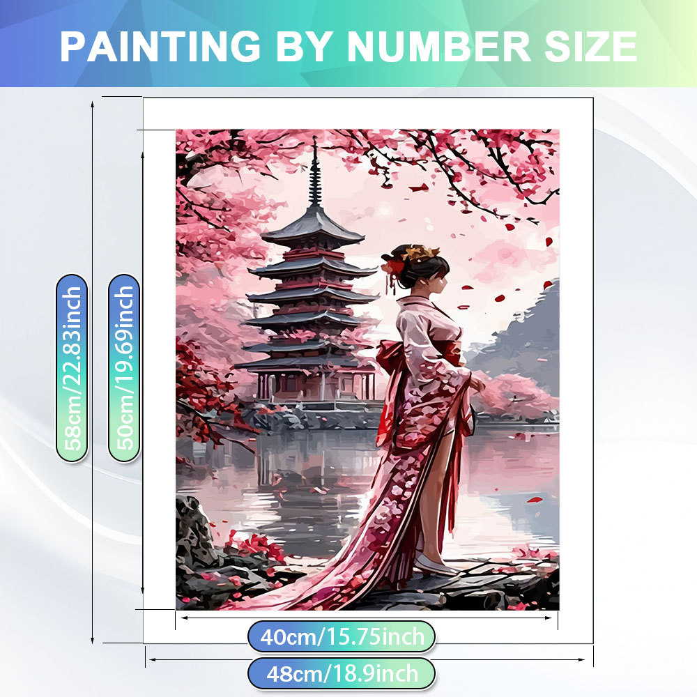HUACAN 女性の数字で描くキャンバス絵画 ポートレート  - Japanese Women Lifestyle のレビューと価格
