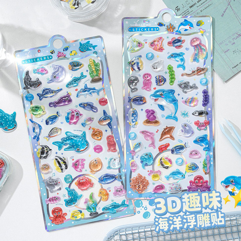 和風漫画海洋生物 3D レリーフクリスタルステッカーかわいい - Japanese Lifestyle Anime のレビューと価格